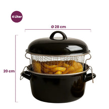 Cookinglife Enamel Deep fryer with Basket Cooking Black - ø 24 cm