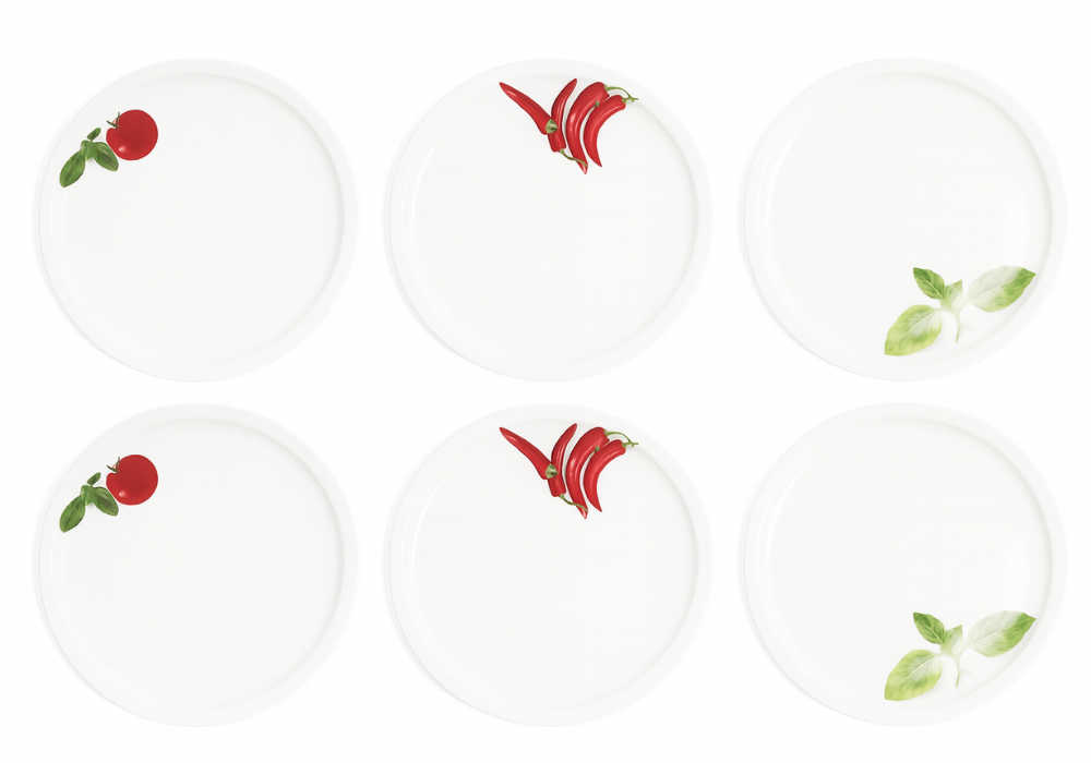 Cookinglife Pizza Plate Tomato - Pepper - Basil ø 30 cm - 6 pieces