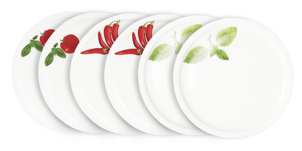 Cookinglife Pizza Plate Tomato - Pepper - Basil ø 30 cm - 6 pieces