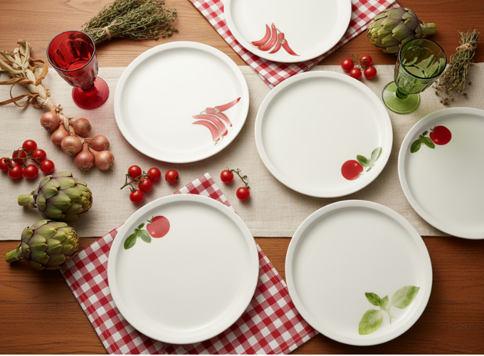 Cookinglife Pizza Plate Tomato - Pepper - Basil ø 30 cm - 6 pieces