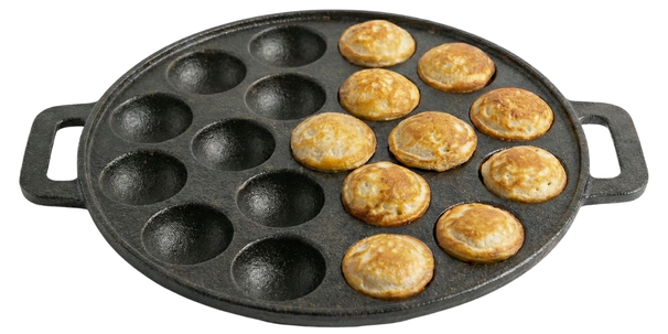 Cookinglife poffertjes pan cast iron Ø 24 cm – 19 cavities – without non-stick coating – suitable for all heat sources