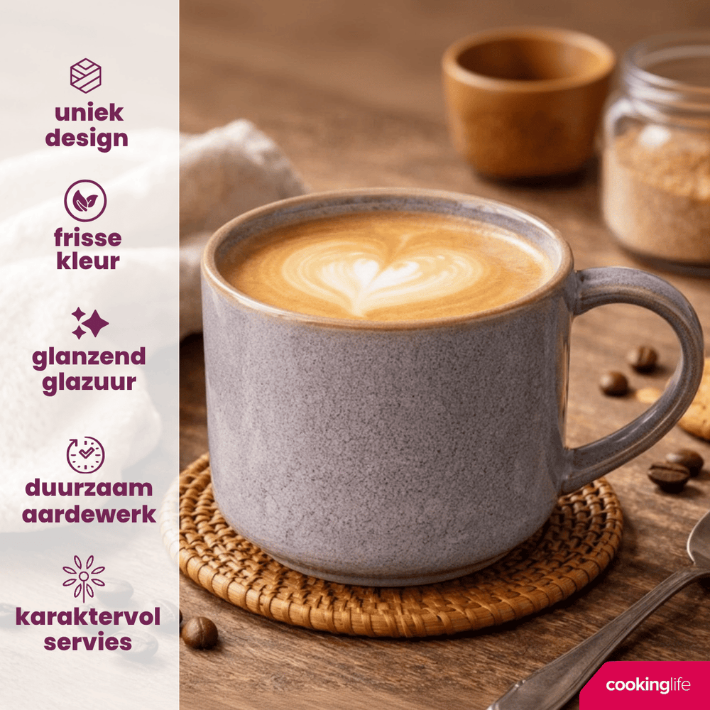 Cookinglife Coffee Mugs Serene Blue 330 ml - Pottery - 4 pieces
