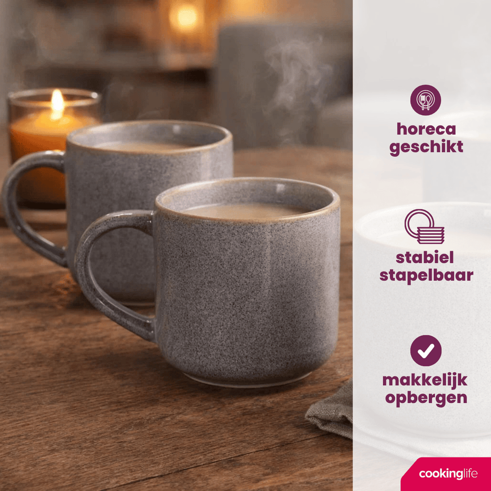 Cookinglife Coffee Mugs Serene Blue 330 ml - Pottery - 4 pieces
