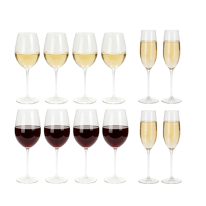 Cookinglife Wine Glass Set Solare 12-Piece - Red Wine Glasses + White Wine Glasses + Champagne Glasses