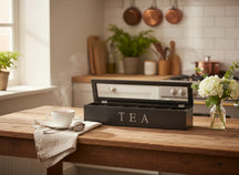 Cookinglife Tea Box - Tea Chest - Black 6-compartment - 43 x 9 cm