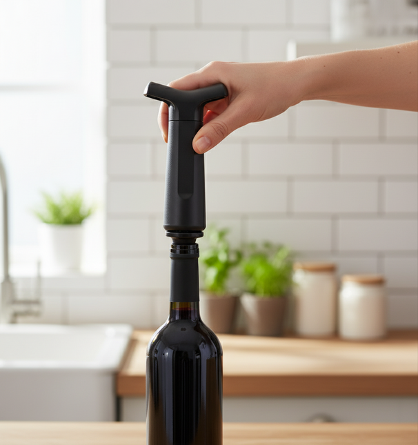 Cookinglife Wine Vacuum Pump with 2 Bottle Stoppers Black