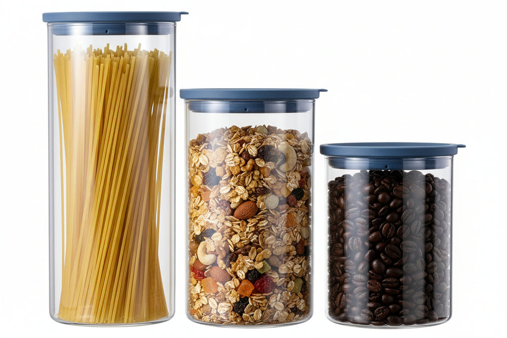 Cookinglife Storage Jars set - Glass - ø 13 cm - 1.5 / 1.9 / 2.5 Liters - 3 pieces