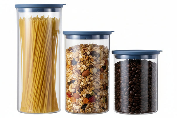 Cookinglife Storage Jars set - Glass - ø 13 cm - 1.5 / 1.9 / 2.5 Liters - 3 pieces