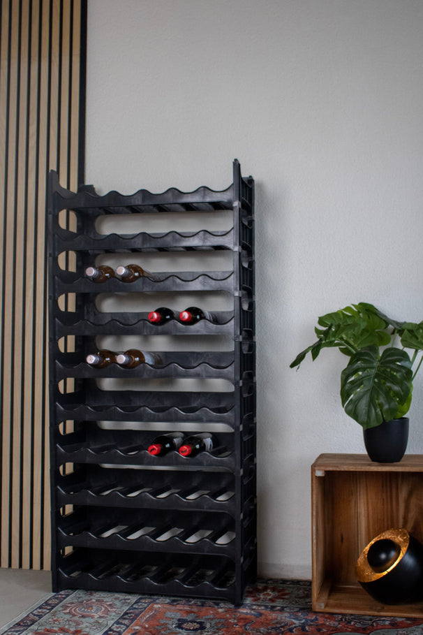 Wine Rack Stackable Black - Plastic - 60 bottles - 10 pieces