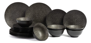 Cosy & Trendy Dinnerware Set Candy Black - 18 pieces / 6 people - 6 dinner plates, 6 side plates and 6 bowls