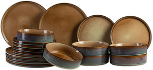 Cosy & Trendy Dinnerware Set Quintana Amber 18-piece / 6 people - 6 dinner plates, 6 pasta bowls, and 6 side plates