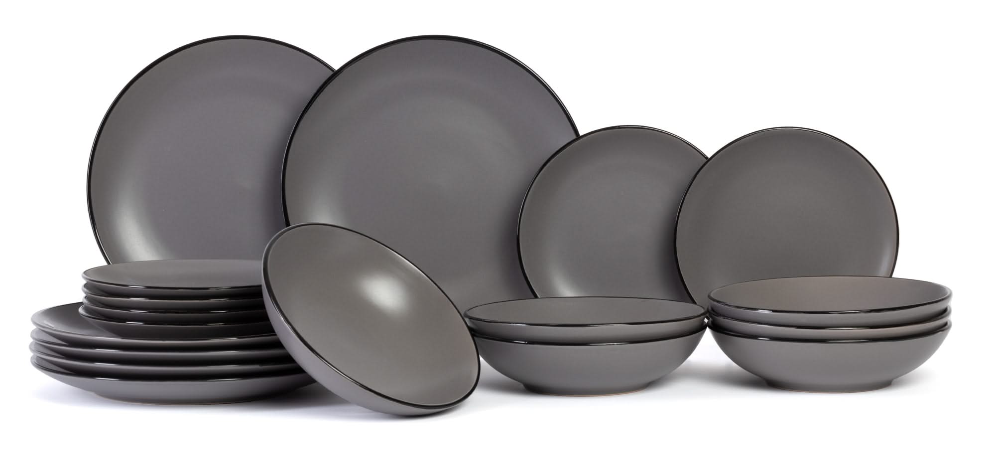 18 Piece Dark Grey Dinnerware Set FÄRGKLAR 18-piece Service, Matt
