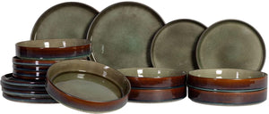 Cosy & Trendy Dinnerware Set Quintana Green 18-piece / 6 people - 6 dinner plates, 6 pasta bowls, and 6 side plates