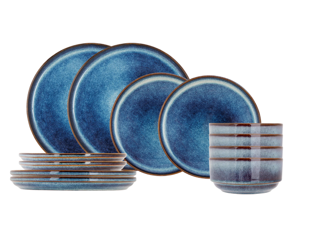 Cosy & Trendy Tableware Set Jade Indigo 12-piece / 4 people - 4 dinner plates, 4 side plates, and 4 bowls