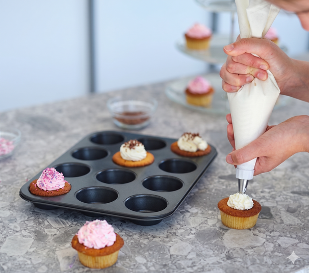 Cosy & Trendy Piping Bag Nylon 33x19 cm - 4 Stainless Steel Tips - Reusable