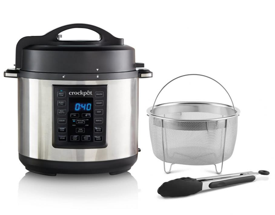 Crockpot Express Slowcooker + Pressure cooker - removable inner pan - 5.6 liters - CR089 With Steaming Basket & tongs)