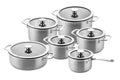 DUCQ Cookware set (Cooking pan ø 16 / 18 / 20 / 24 cm + sauce pan ø 16 cm + Casserole ø 26 cm) + Lids - Downdraft - stainless steel - 6 piece set