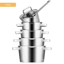 Sola Cookware Set Diamond - Stainless Steel - Cooking Pot ø 16, 18, 20, 24 cm & Saucepan ø 16 cm - Suitable for induction - 5 Pieces