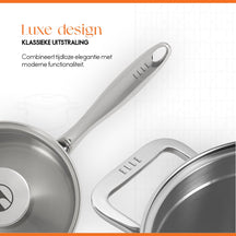 ELLE Gourmet Classique 8-piece Cookware set with matching lids - Non-stick - stainless steel