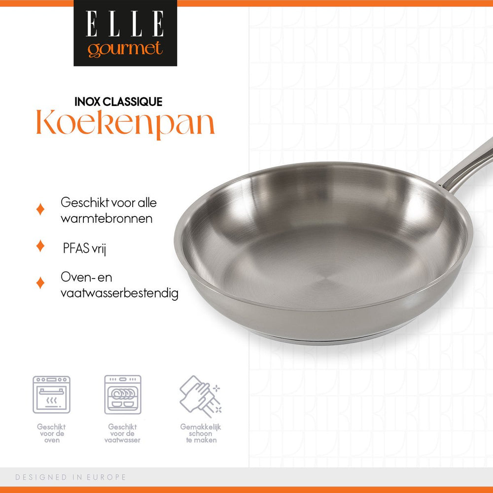 ELLE Gourmet Classique Frying pan - Ø 24 cm - Non-stick - stainless steel