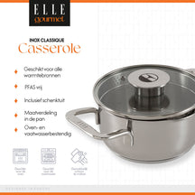 ELLE Gourmet Classique Cooking Pan with Lid - Ø 16 cm - stainless steel