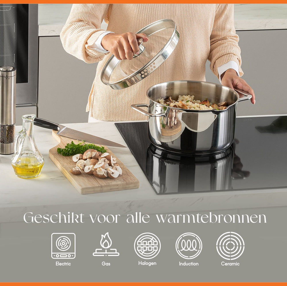 ELLE Gourmet Classique Cooking Pan with Lid - Ø 16 cm - stainless steel