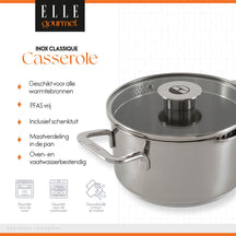 ELLE Gourmet Classique Cooking Pan with Lid - Ø 18 cm - stainless steel