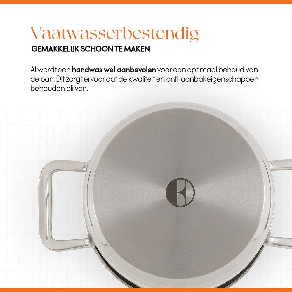 ELLE Gourmet Classique Cooking Pan with Lid - Ø 18 cm - stainless steel