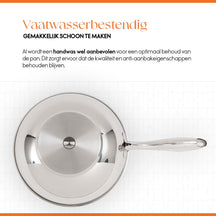 ELLE Gourmet Classique Wok pan with matching lid- Ø 28 cm - Non-stick - stainless steel