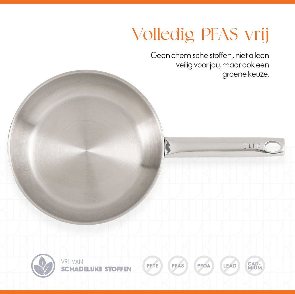 ELLE Gourmet Modern Frying Pan - Ø 20 cm - Non-stick - stainless steel