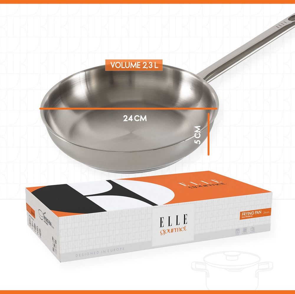 ELLE Gourmet Modern Frying Pan - Ø 24 cm - Non-stick - stainless steel