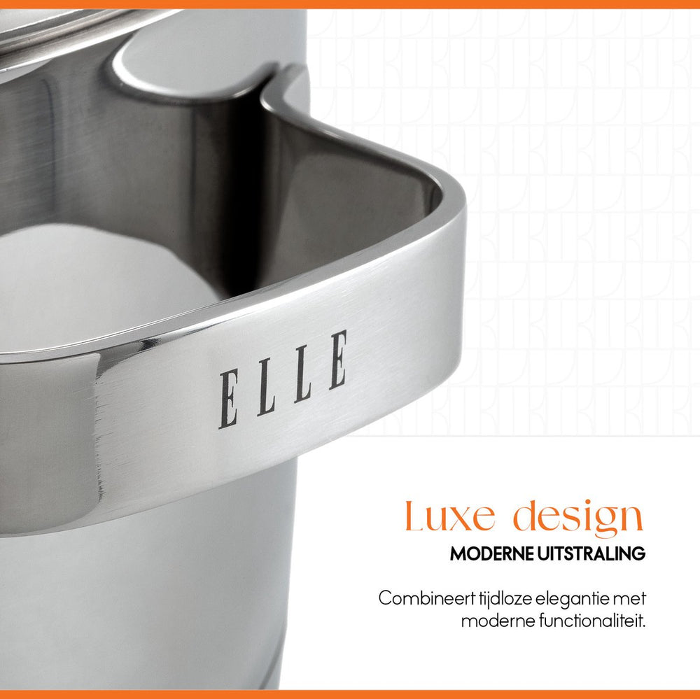 ELLE Gourmet Modern Cooking Pot with Lid - Ø 16 cm - stainless steel