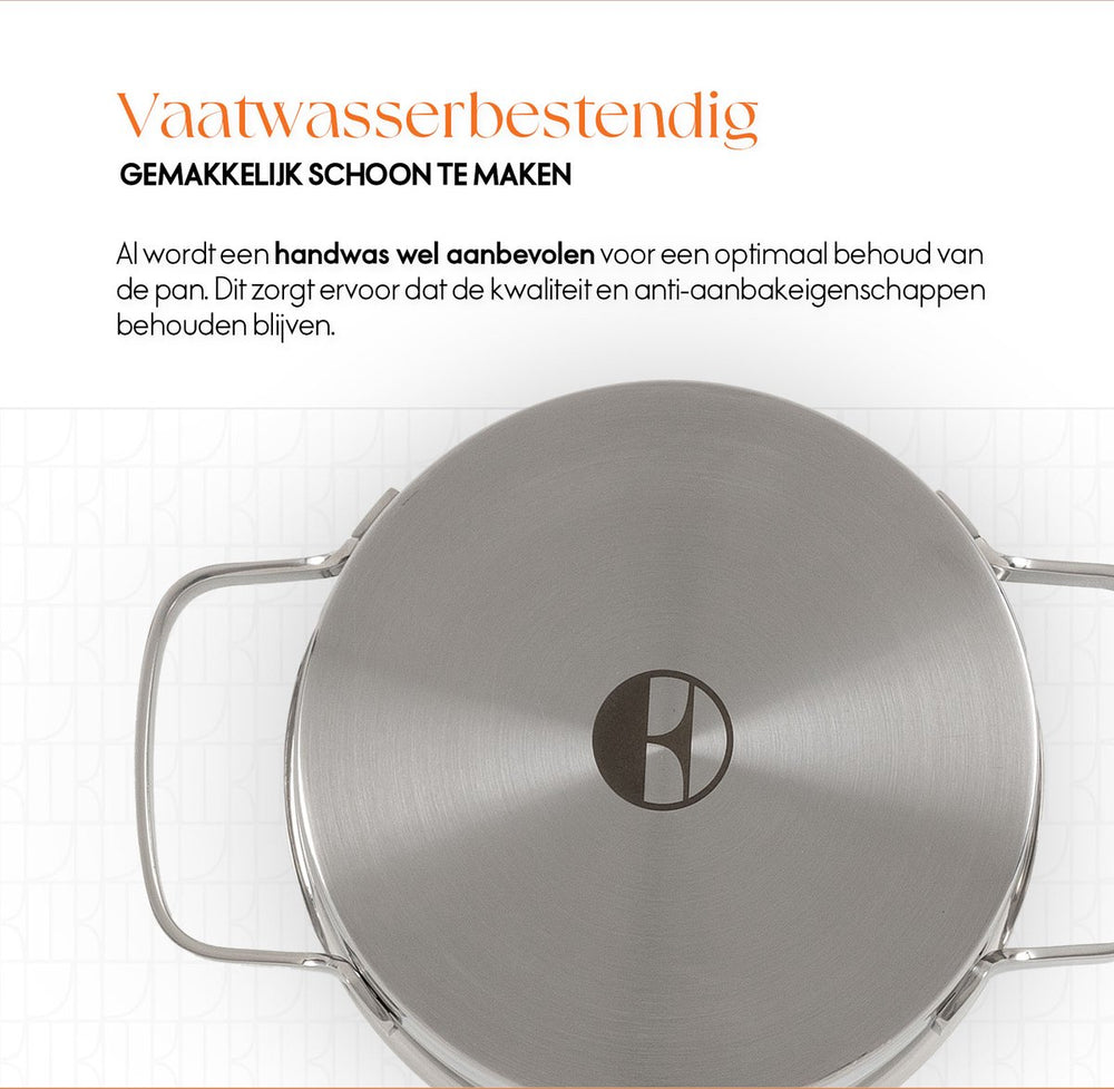 ELLE Gourmet Modern Cooking Pot with Lid - Ø 16 cm - stainless steel