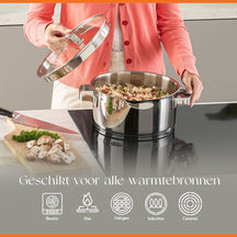 ELLE Gourmet Modern Cooking Pot with Lid - Ø 16 cm - stainless steel