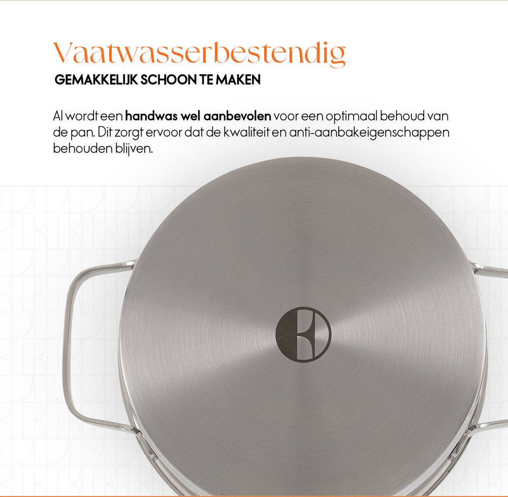 ELLE Gourmet Modern Cooking Pot with Lid - Ø 18 cm - stainless steel