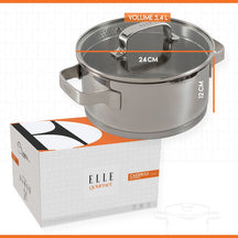 ELLE Gourmet Modern Cooking Pot with Lid - Ø 24 cm - stainless steel