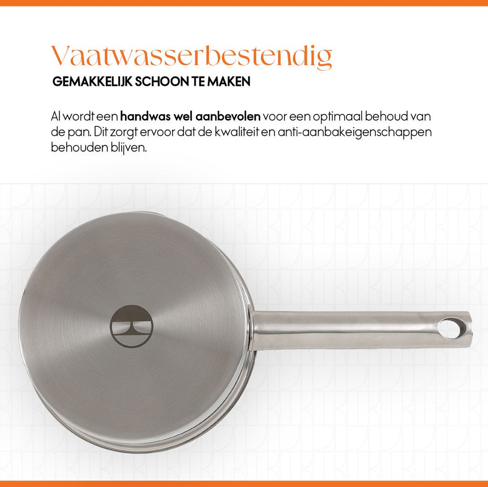 ELLE Gourmet Moderne sauce pan with Lid - Ø 16 cm - Without non-stick coating - stainless steel