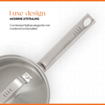 ELLE Gourmet Moderne sauce pan with Lid - Ø 16 cm - Without non-stick coating - stainless steel