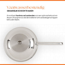 ELLE Gourmet Modern Wok pan with Lid - Ø 28 cm - Non-stick - stainless steel