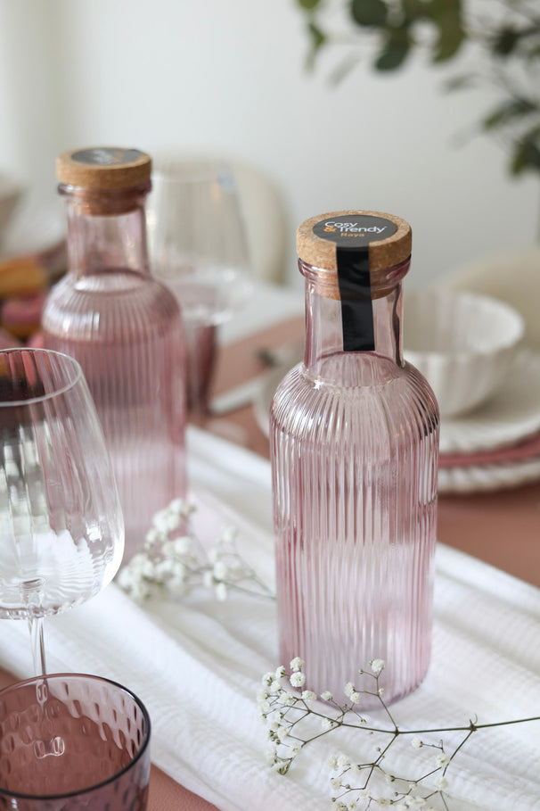 Cosy & Trendy Water Carafe - Carafe with Cork - Raya - Pink - 1 Liter