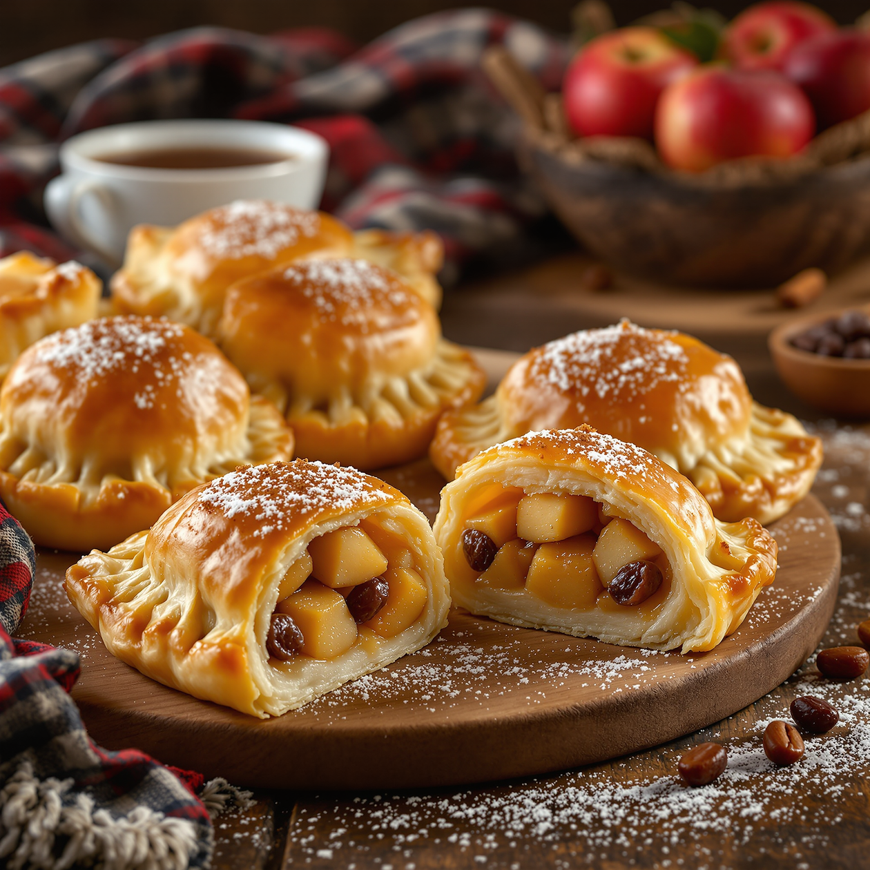 Sweet apples in crispy puff pastry