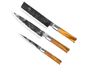 Forged Knife Set Olive - 3 - piece - Chef's knife, Chopper and Universal knife