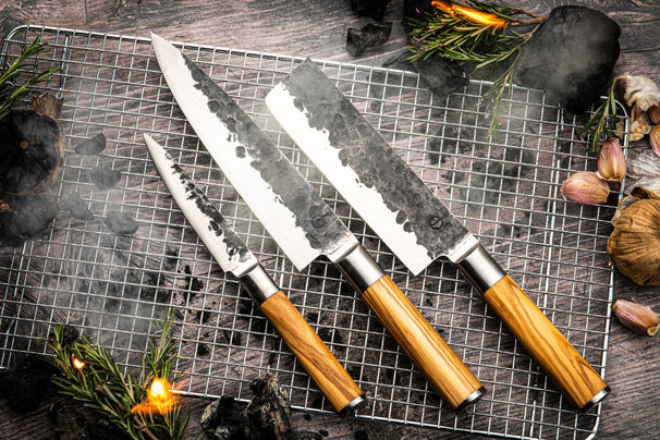 Forged Knife Set Olive - 3 - piece - Chef's knife, Chopper and Universal knife