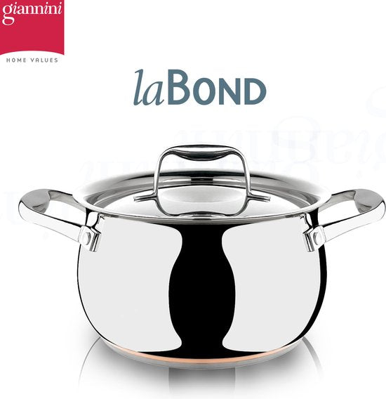 Giannini Cooking Pot with Lid - LaBond - Copper bottom - Ø 19.5 cm / 3.4L