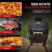 GrillX Kamado 13 Inch - including storage cover - Barbecue Egg - Charcoal Barbecue - Black - Ø 27 cm