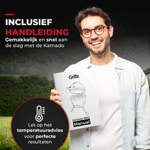 GrillX Kamado 13 Inch - including storage cover - Barbecue Egg - Charcoal Barbecue - Black - Ø 27 cm