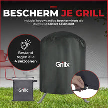 GrillX Kamado 13 Inch - including storage cover - Barbecue Egg - Charcoal Barbecue - Black - Ø 27 cm
