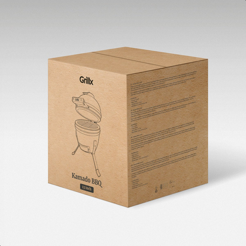 GrillX Kamado 13 Inch - including storage cover - Barbecue Egg - Charcoal Barbecue - Black - Ø 27 cm