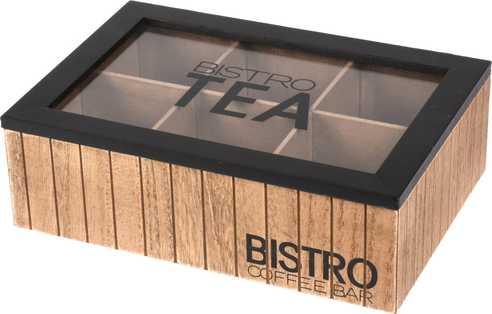 Cookinglife Tea Box - Tea Chest - Bistro 6-compartment - 24 x 16.5 cm