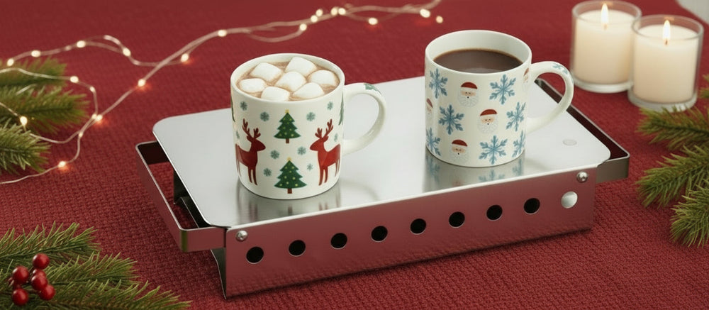 Hendi Plate warmer with 2 candle holders - Stainless steel - 33 x 18 x 6.5 cm